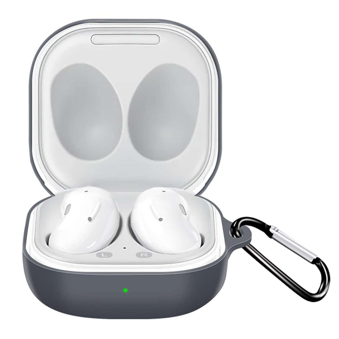 For New Samsung Galaxy Buds Live/Pro Solid Color Anti-fall Earphone Protective Case wi ... (Black)