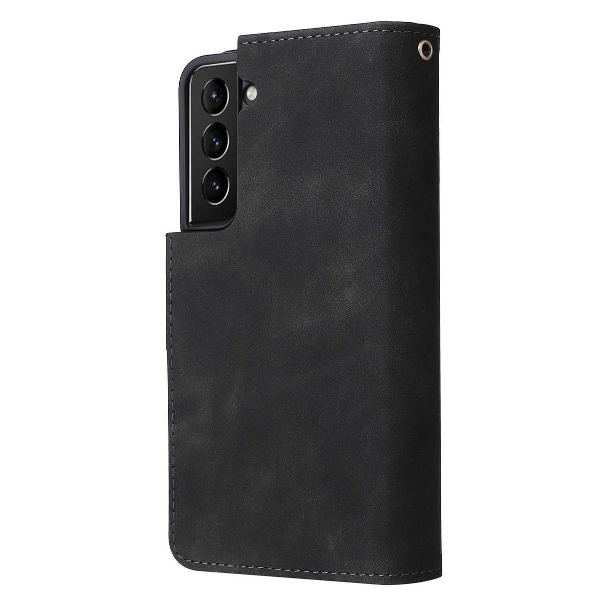 For Samsung Galaxy S22+ 5G Multifunctional Frosted Zipper Wallet Leather Phone Case(Black)