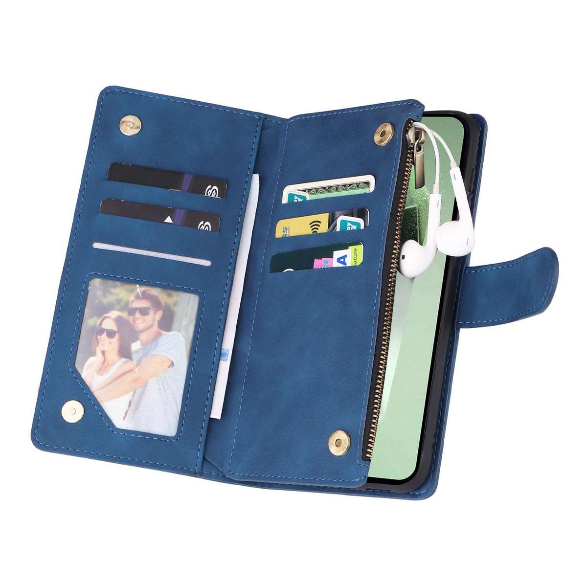 For Samsung Galaxy S25 FE 5G Multifunctional Frosted Zipper Wallet Leather Phone Case(Blue)
