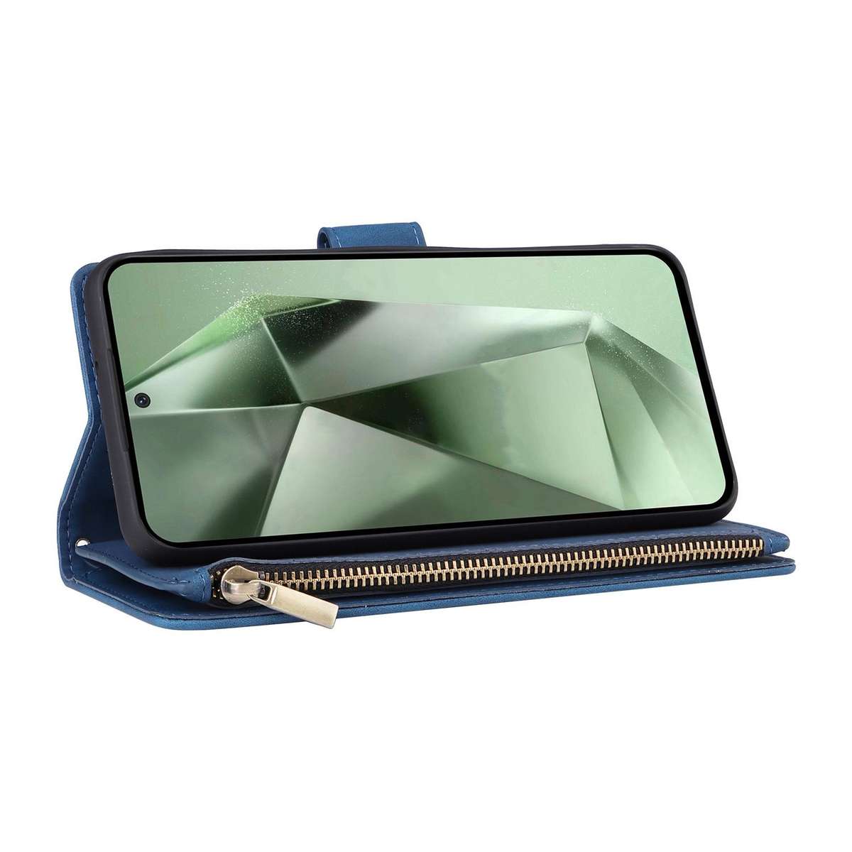 For Samsung Galaxy S25 FE 5G Multifunctional Frosted Zipper Wallet Leather Phone Case(Blue)