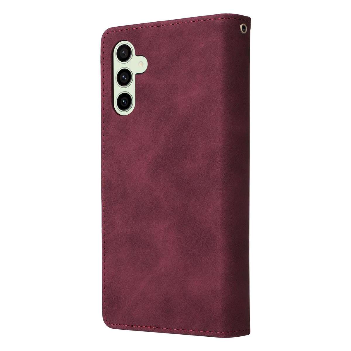 For Samsung Galaxy S25 FE 5G Multifunctional Frosted Zipper Wallet Leather Phone Case(Wine Red)