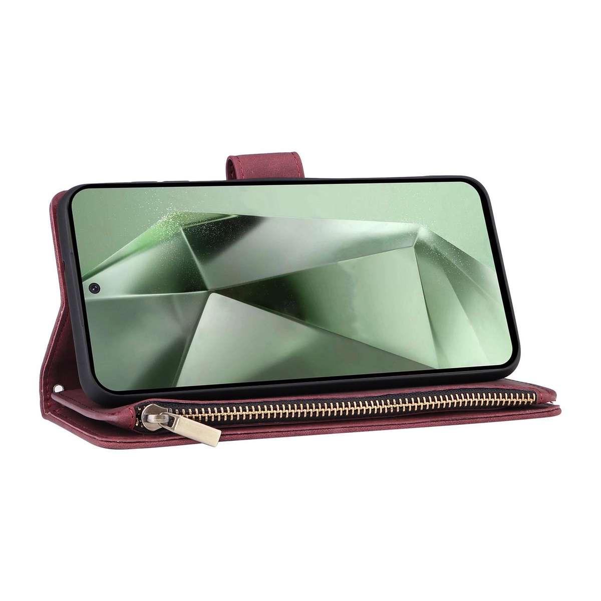 For Samsung Galaxy S25 FE 5G Multifunctional Frosted Zipper Wallet Leather Phone Case(Wine Red)