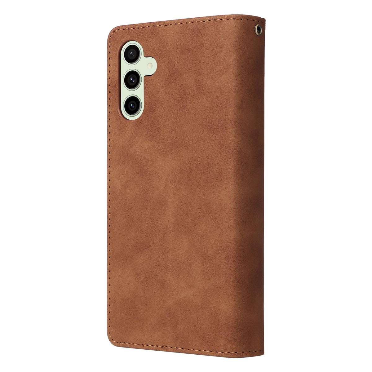 For Samsung Galaxy S25 FE 5G Multifunctional Frosted Zipper Wallet Leather Phone Case(Brown)