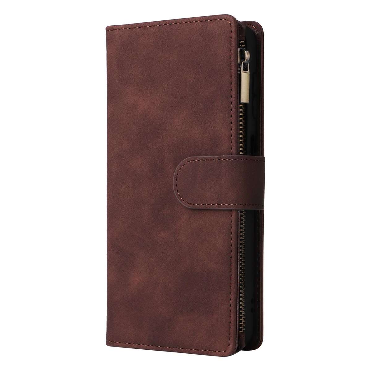 For Samsung Galaxy S25 FE 5G Multifunctional Frosted Zipper Wallet Leather Phone Case(Coffee)