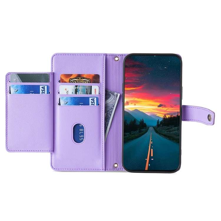 For Redmi 13 4G Sheep Texture Cross-body Zipper Wallet Leather Phone Case(Purple)