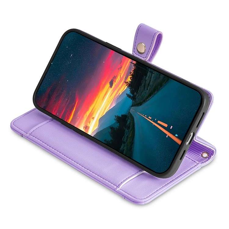 For Redmi 13 4G Sheep Texture Cross-body Zipper Wallet Leather Phone Case(Purple)