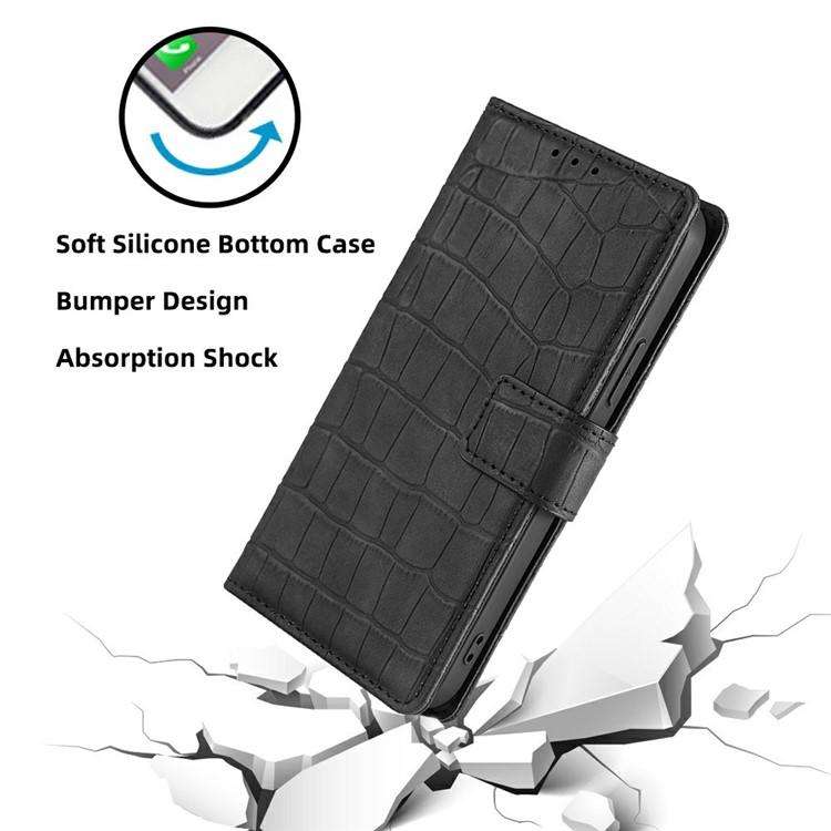 For Redmi K80 Ultra Skin Feel Crocodile Magnetic Clasp Leather Phone Case(Black)