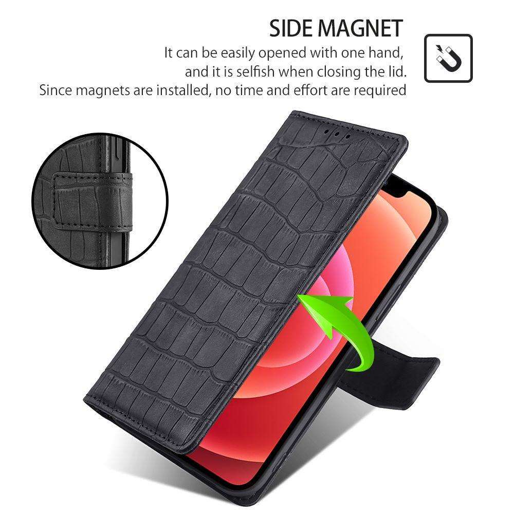 For Redmi K80 Ultra Skin Feel Crocodile Magnetic Clasp Leather Phone Case(Black)