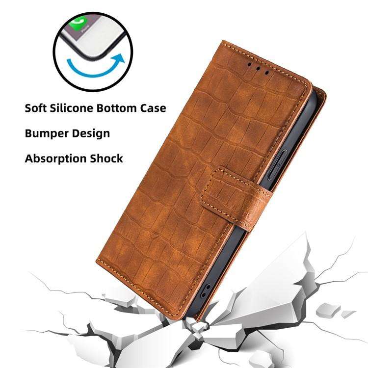 For Redmi K80 Ultra Skin Feel Crocodile Magnetic Clasp Leather Phone Case(Brown)
