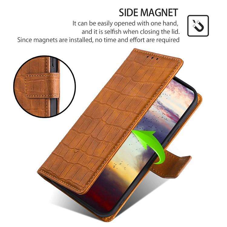 For Redmi K80 Ultra Skin Feel Crocodile Magnetic Clasp Leather Phone Case(Brown)