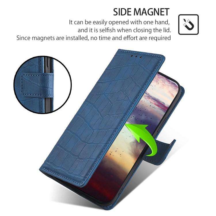 For Redmi K80 Ultra Skin Feel Crocodile Magnetic Clasp Leather Phone Case(Blue)