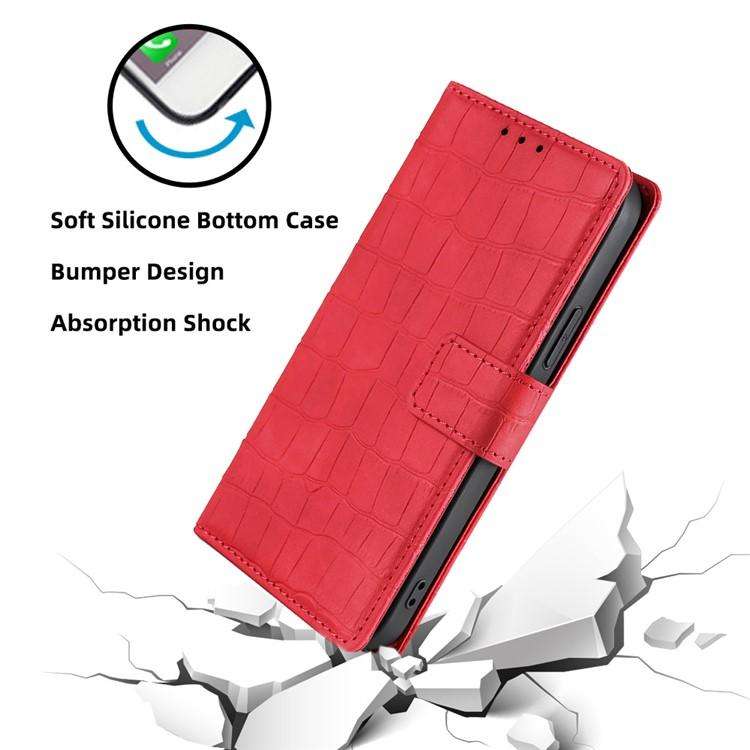 For Redmi K80 Ultra Skin Feel Crocodile Magnetic Clasp Leather Phone Case(Red)