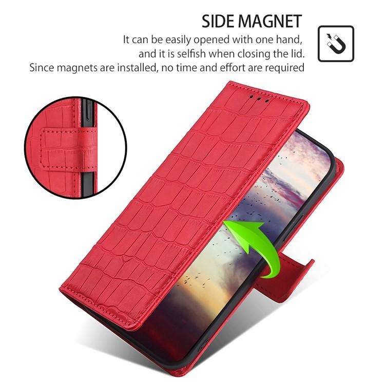For Redmi K80 Ultra Skin Feel Crocodile Magnetic Clasp Leather Phone Case(Red)