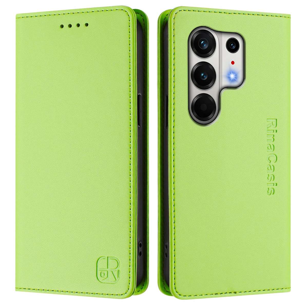 For Tecno Camon 50 Pro 4G RC01 Dual-Folded Magnetic Suction RFID Leather Phone Case(Grass Green)