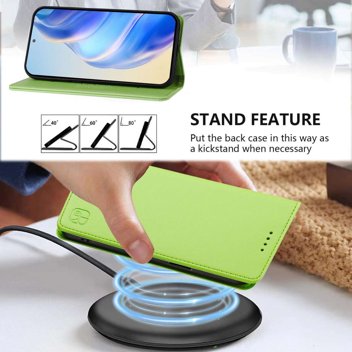 For Tecno Camon 50 Pro 4G RC01 Dual-Folded Magnetic Suction RFID Leather Phone Case(Grass Green)
