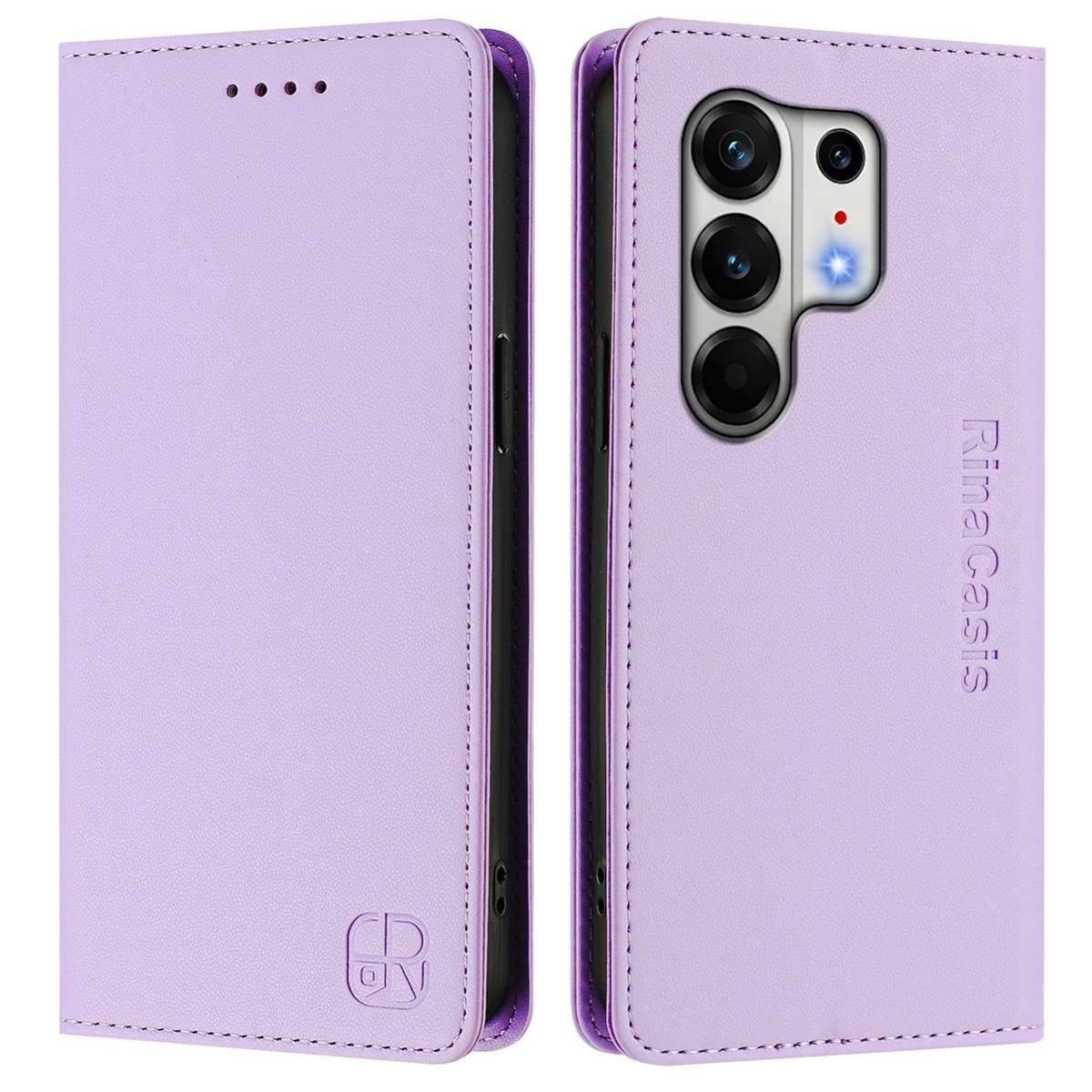 For Tecno Camon 50 Pro 4G RC01 Dual-Folded Magnetic Suction RFID Leather Phone Case(Light Purple)