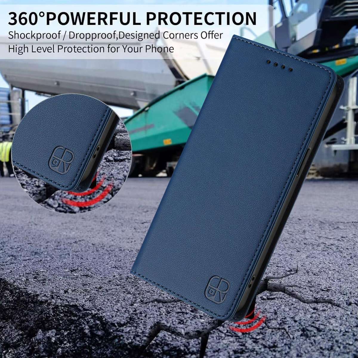 For Tecno Camon 50 Pro 4G RC01 Dual-Folded Magnetic Suction RFID Leather Phone Case(Dark Blue)