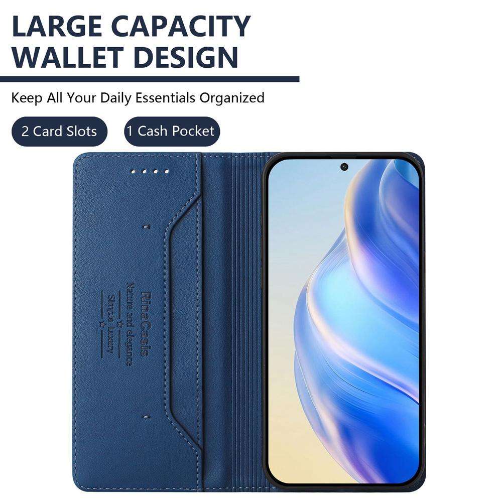 For Honor 300 Pro / 300 Ultra RC01 Dual-Folded Magnetic Suction RFID Leather Phone Case(Dark Blue)