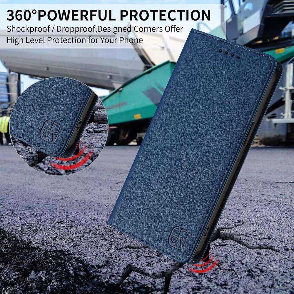 For Honor 300 Pro / 300 Ultra RC01 Dual-Folded Magnetic Suction RFID Leather Phone Case(Dark Blue)