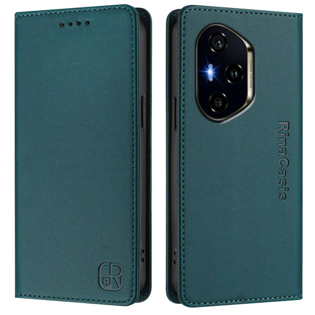 For Honor 300 Pro / 300 Ultra RC01 Dual-Folded Magnetic Suction RFID Leather Phon ... (Dark Green)