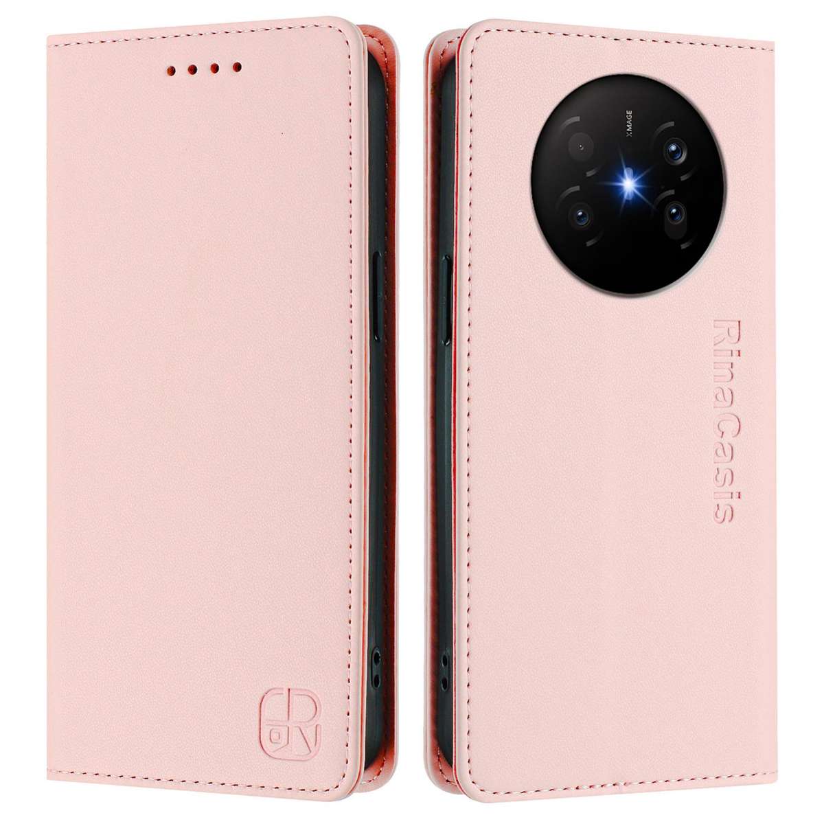 For Huawei Mate 70 Air 5G RC01 Dual-Folded Magnetic Suction RFID Leather Phone Case(Pink)