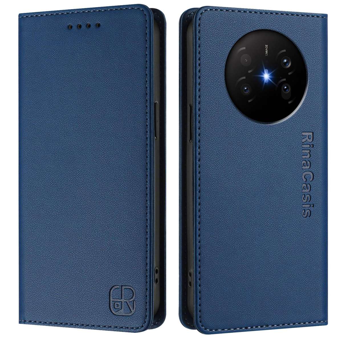 For Huawei Mate 70 Air 5G RC01 Dual-Folded Magnetic Suction RFID Leather Phone Case(Dark Blue)