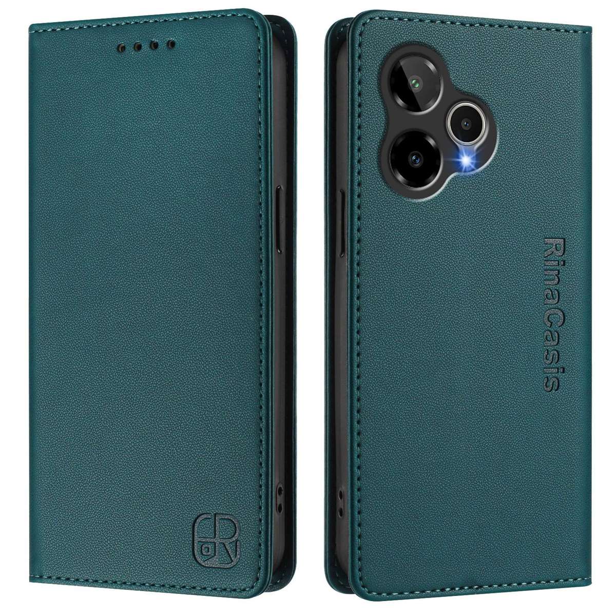 For Cricket Icon 7 5G / Plus 2026 RC01 Dual-Folded Magnetic Suction RFID Leather ... (Dark Green)