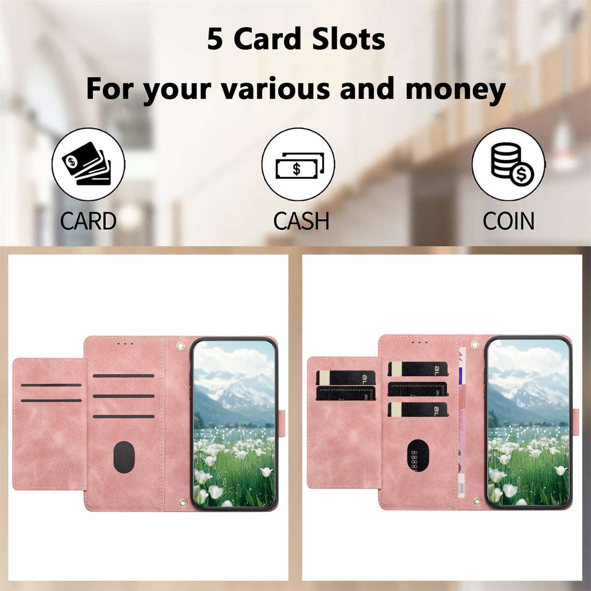For Samsung Galaxy S22+ 5G Tulips Embossed Leather Phone Case with Lanyard(Pink)