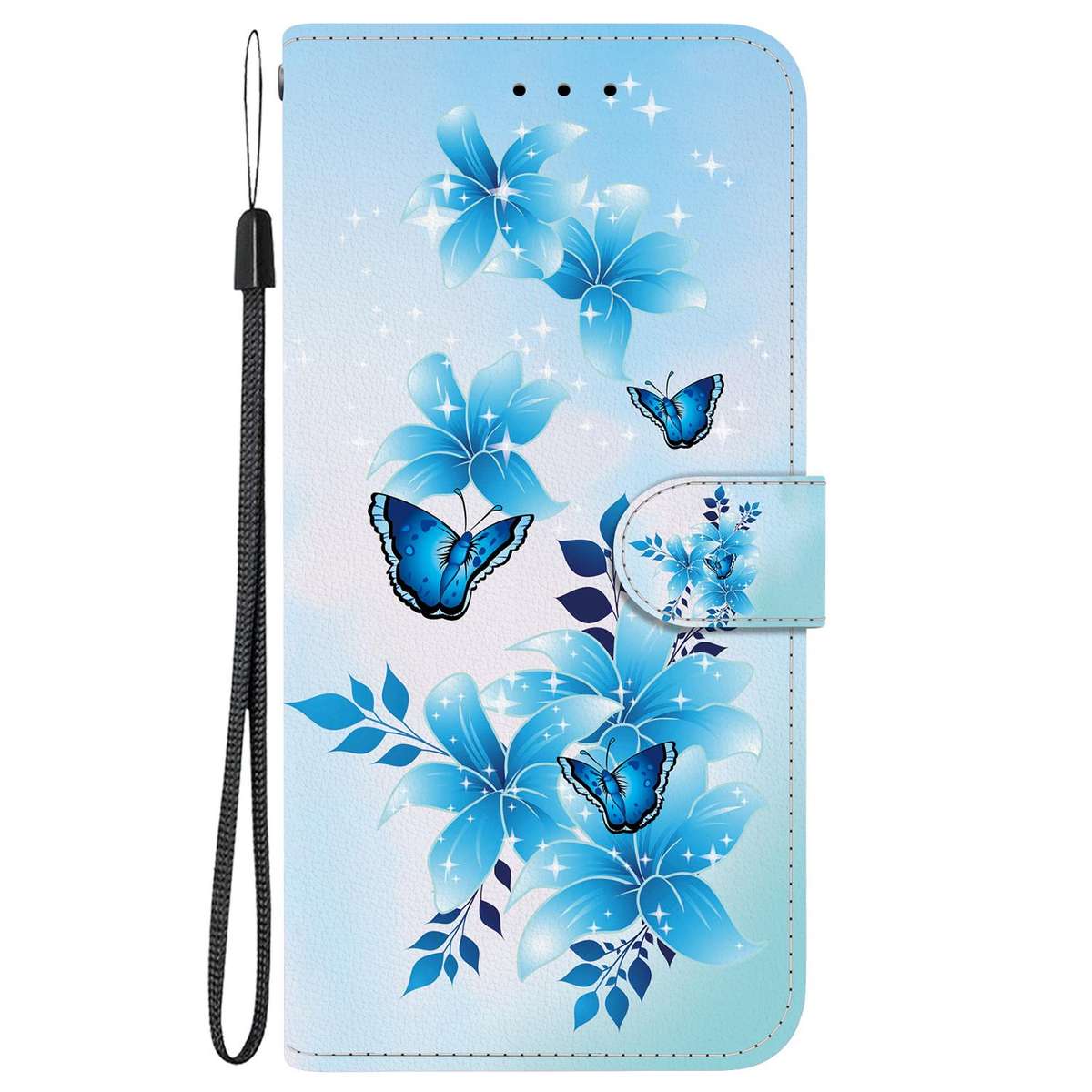 For Samsung Galaxy S21 Ultra 5G Crystal Texture Colored Drawing Leather Pho ... (Blue Butterflies)