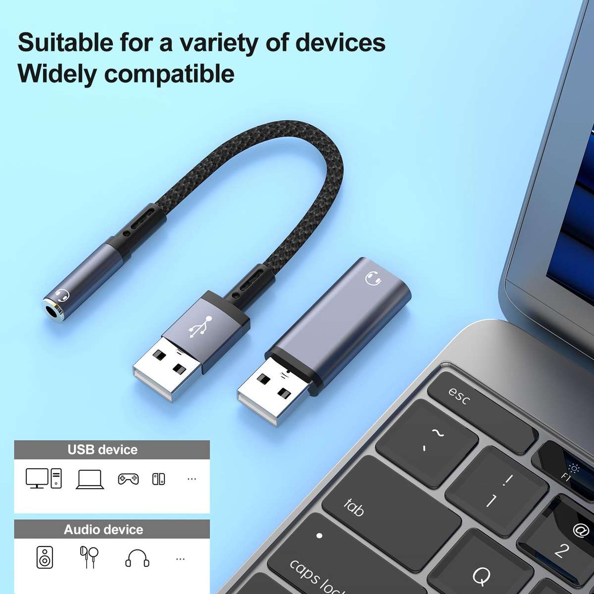 USB Male to 3.5mm Female Audio Adapter(Grey)