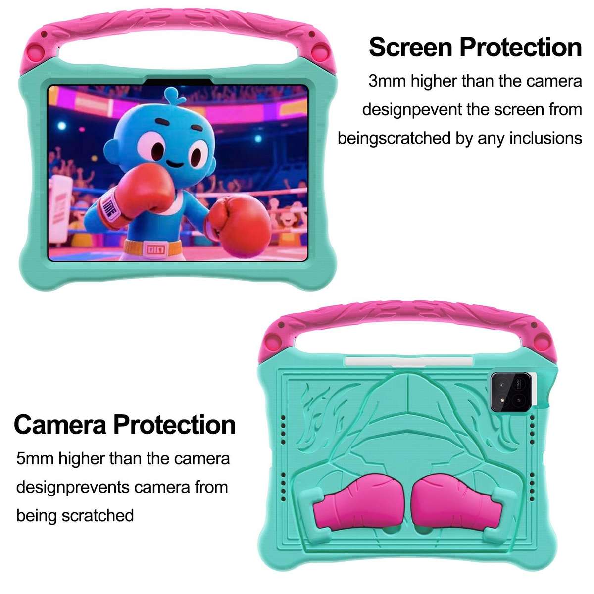 For Xiaomi Pad 8 / 8 Pro / Poco Pad X1 Boxing Series Kickstand EVA Shockproof ... (Mint Rose Red)