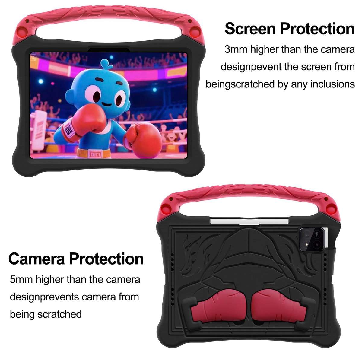 For Xiaomi Pad 8 / 8 Pro / Poco Pad X1 Boxing Series Kickstand EVA Shockproof Tabl ... (Black Red)