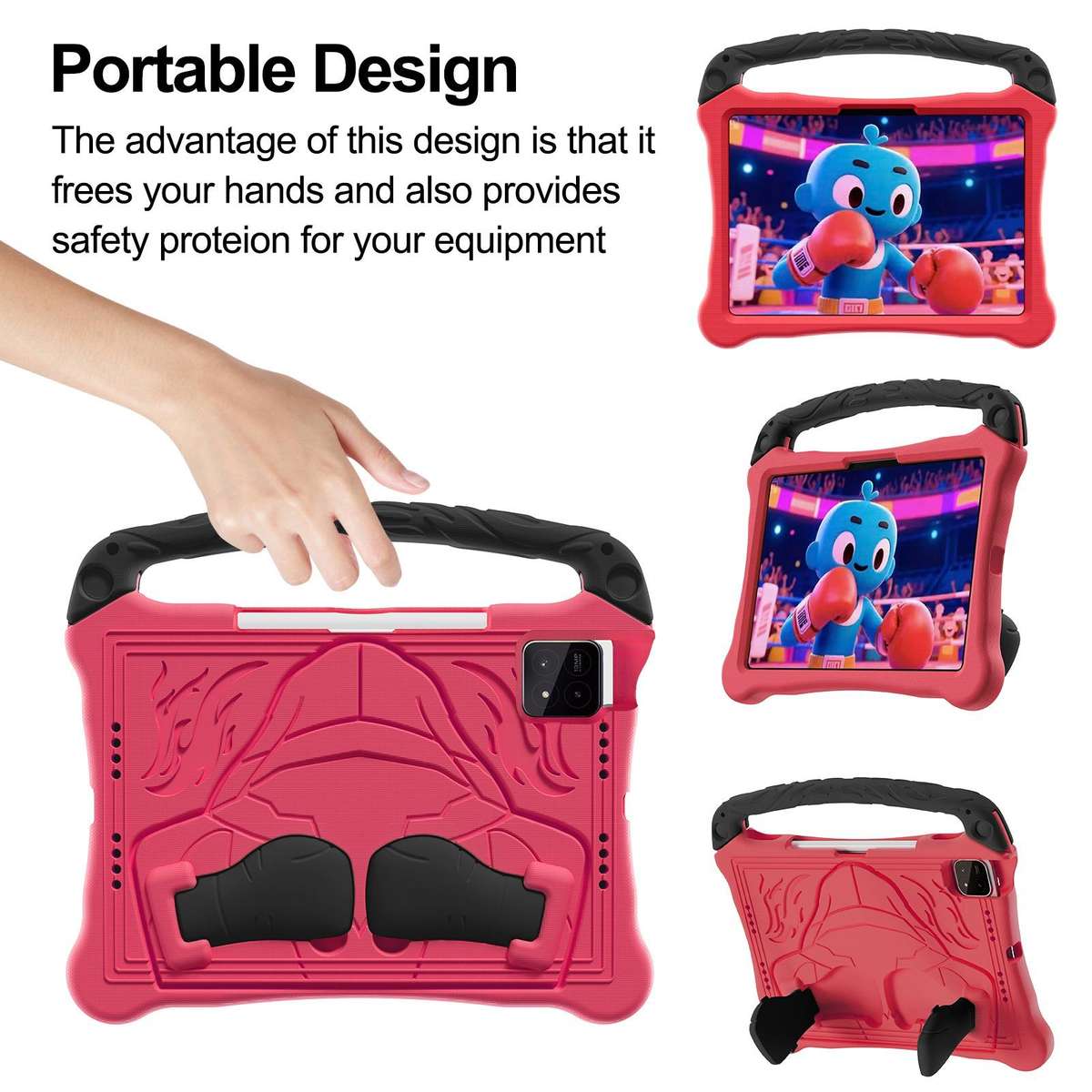 For Xiaomi Pad 8 / 8 Pro / Poco Pad X1 Boxing Series Kickstand EVA Shockproof Tabl ... (Red Black)
