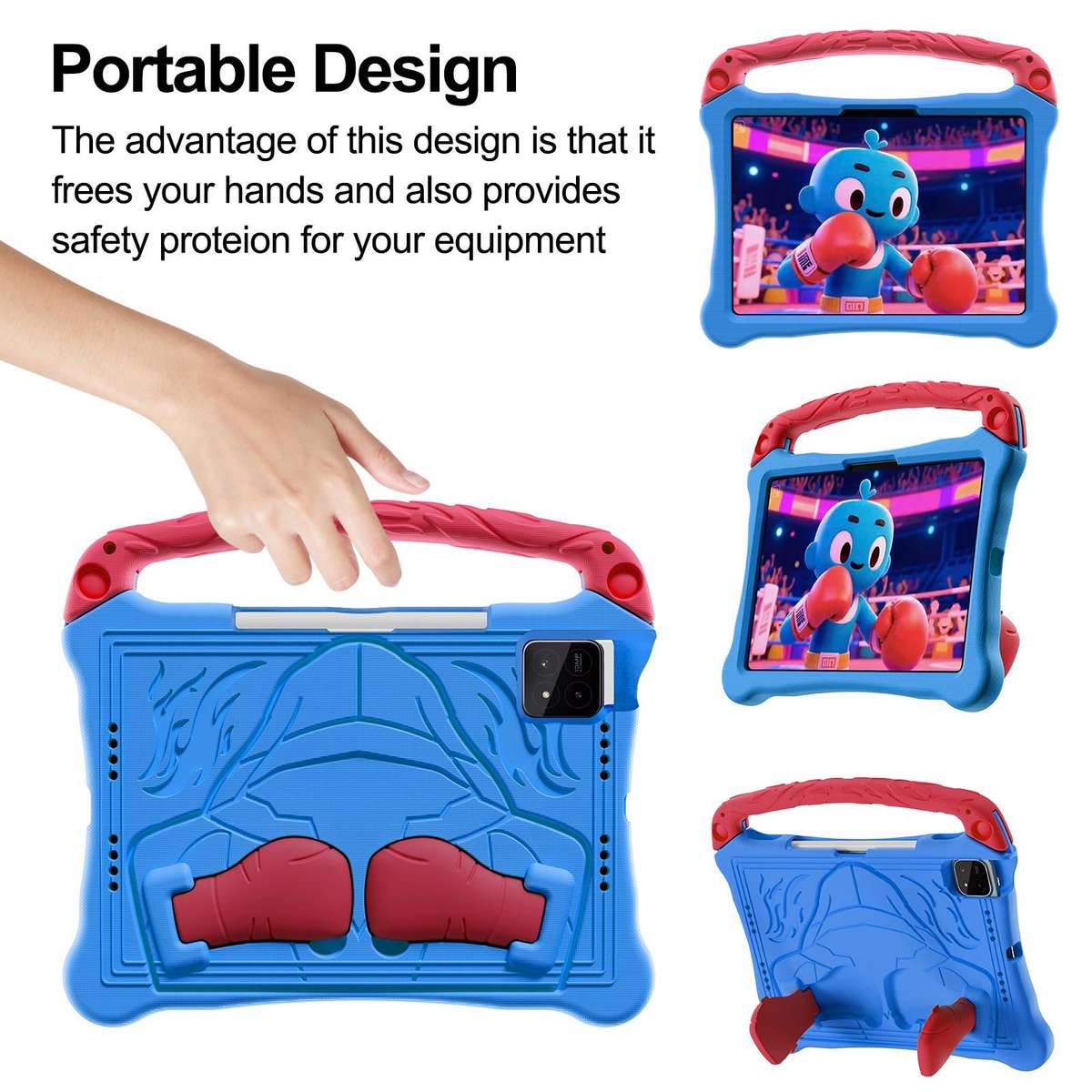For Xiaomi Pad 8 / 8 Pro / Poco Pad X1 Boxing Series Kickstand EVA Shockproof Table ... (Blue Red)
