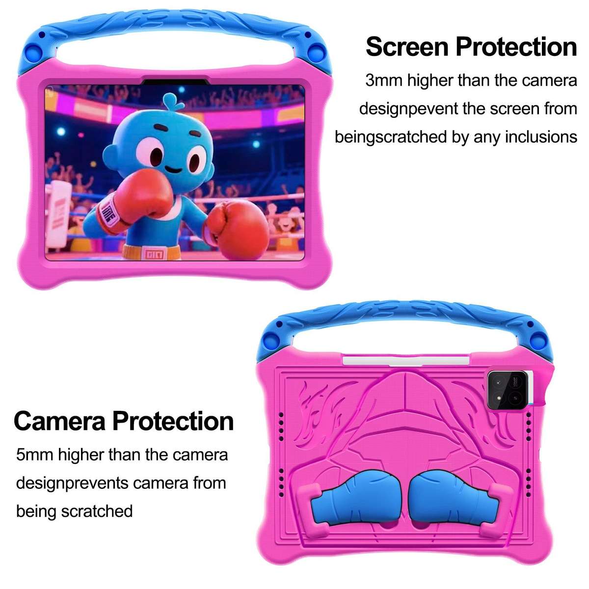 For Xiaomi Pad 8 / 8 Pro / Poco Pad X1 Boxing Series Kickstand EVA Shockproof ... (Rose Red Blue)