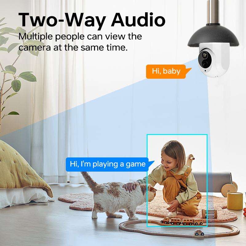 1080P Bulb Type WiFi Surveillance Camera Support Night Vision & Two-way Intercom & Mot ... (White)