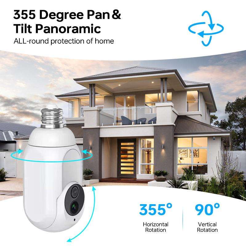 1080P Bulb Type WiFi Surveillance Camera Support Night Vision & Two-way Intercom & Mot ... (White)
