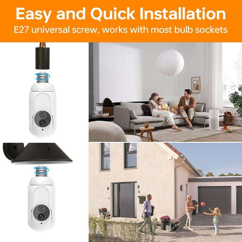 1080P Bulb Type WiFi Surveillance Camera Support Night Vision & Two-way Intercom & Mot ... (White)