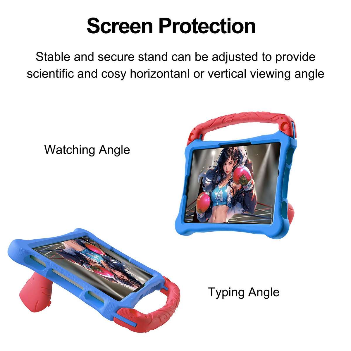 For Samsung Galaxy Tab S7 Boxing Series Kickstand EVA Shockproof Tablet Case with S ... (Blue Red)
