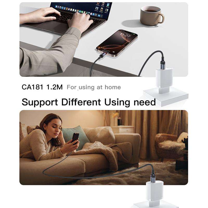 Yesido CA181 PD60W 3A USB-C / Type-C to USB-C / Type-C Charging Data Cable, Length: 1.2m(Black)