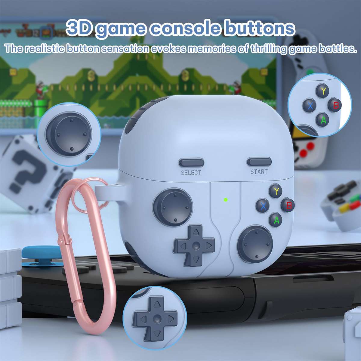 For Huawei FreeClip 2 Retro Game Console Style Silicone Earbuds Case(Dark Grey)