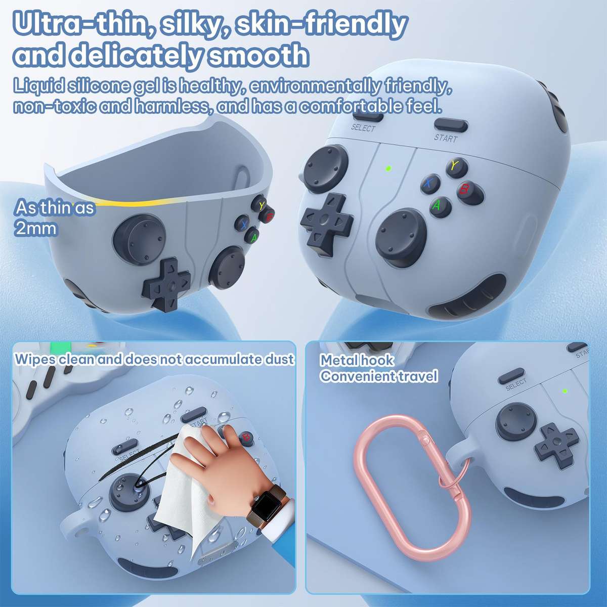 For Huawei FreeClip 2 Retro Game Console Style Silicone Earbuds Case(Blue)