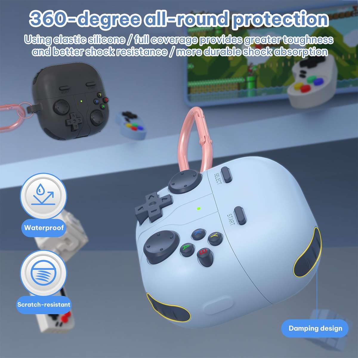 For Huawei FreeClip 2 Retro Game Console Style Silicone Earbuds Case(Light Grey)