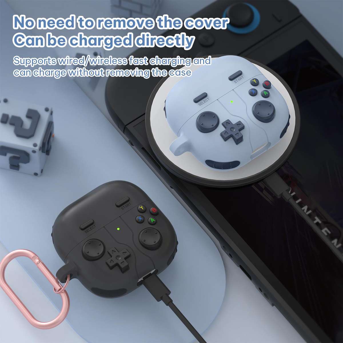 For Huawei FreeClip 2 Retro Game Console Style Silicone Earbuds Case(Light Grey)