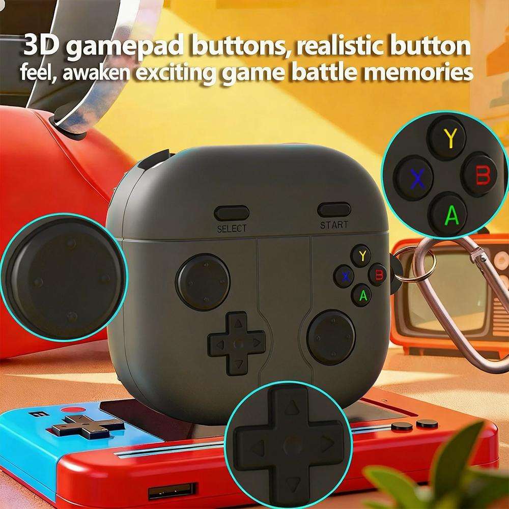 For Samsung Galaxy Buds4 / 4 Pro Retro Game Console Style Silicone Earbuds Case(Dark Grey)