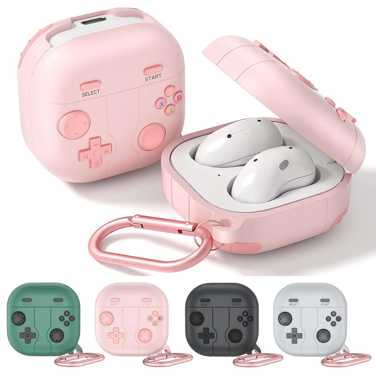 For Samsung Galaxy Buds4 / 4 Pro Retro Game Console Style Silicone Earbuds Case(Dark Grey)