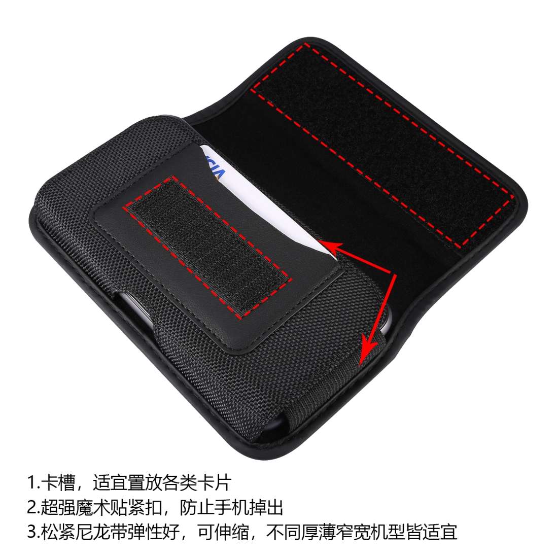 Durable Oxford Cloth Horizontal Plate Hanging Waist Phone Waist Pack Leather Case with ... (Black)