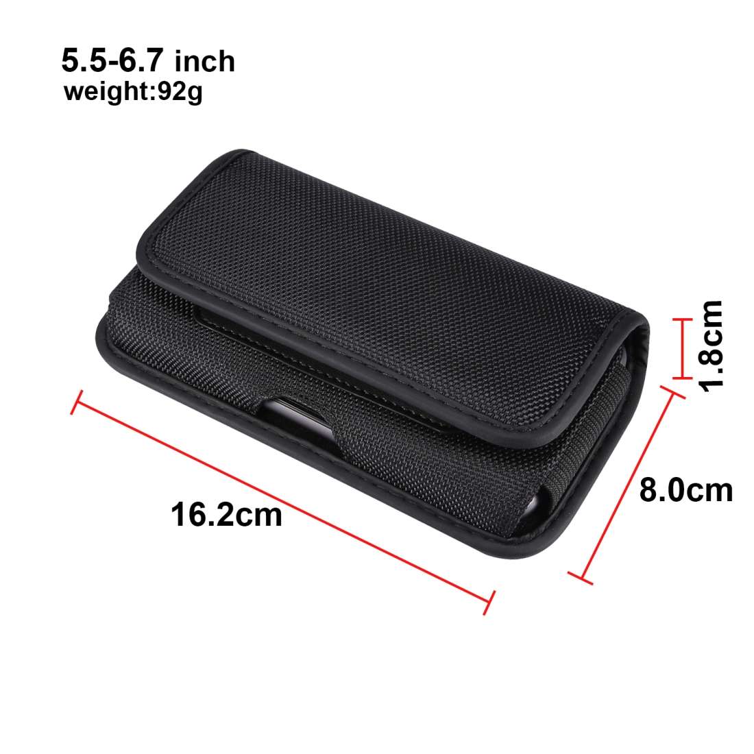 Durable Oxford Cloth Horizontal Plate Hanging Waist Phone Waist Pack Leather Case with ... (Black)