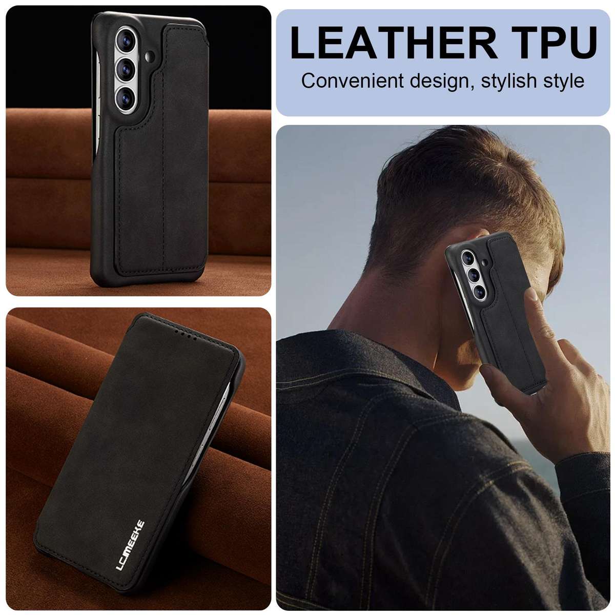 For Samsung Galaxy S26+ 5G LC.IMEEKE Hon Ancient Series Flip Leather Phone Case(Black)