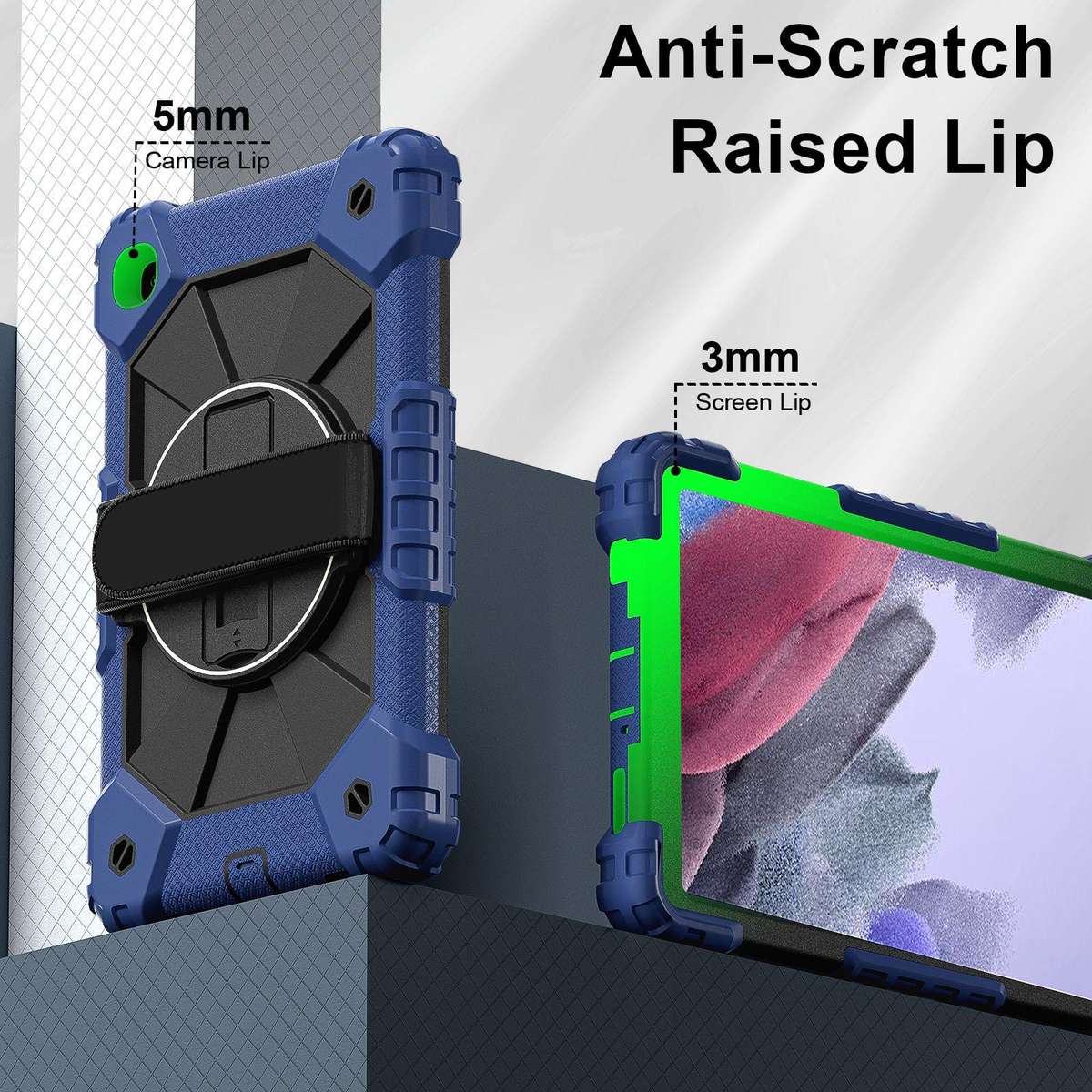 For Samsung Galaxy Tab A7 Lite Contrast Color Robot Silicone Hybrid PC Tablet Case(Navy Black)